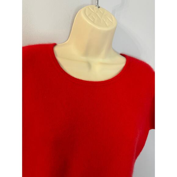 Vintage William Kasper Cashmere Sweater Short Sleeve Pullover Red Crewneck Sz M - Picture 3 of 9